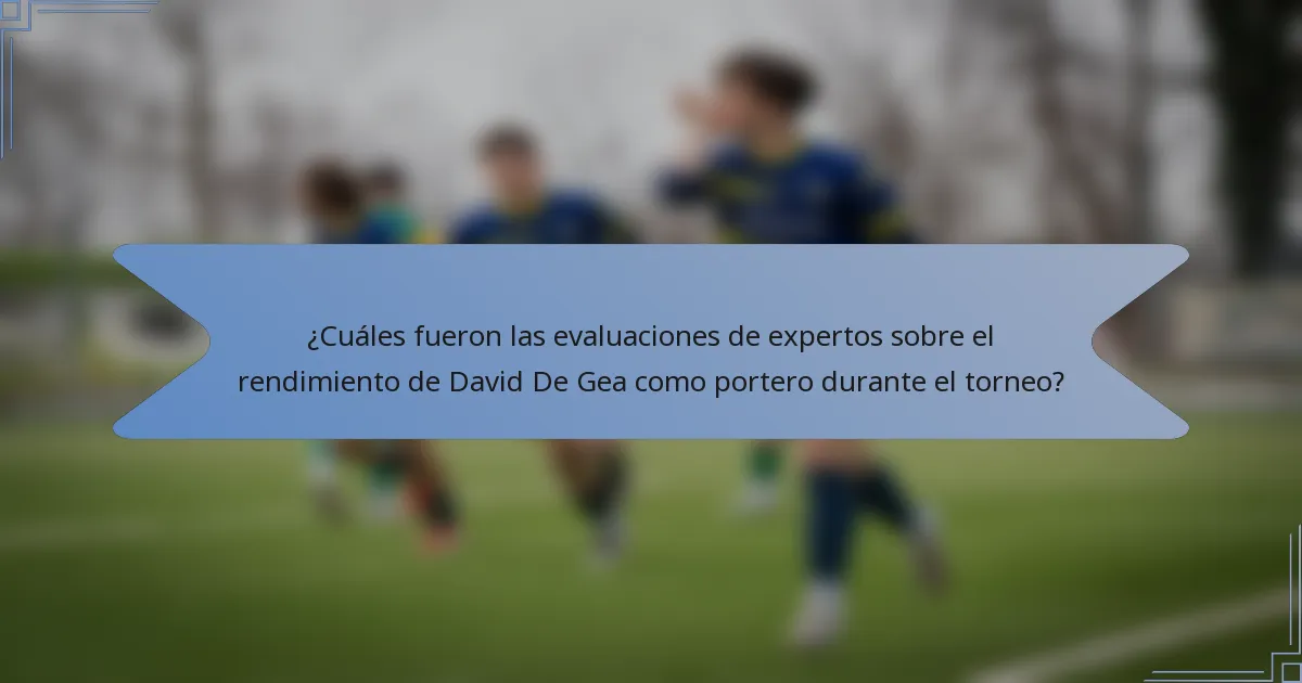¿Cuáles fueron las evaluaciones de expertos sobre el rendimiento de David De Gea como portero durante el torneo?