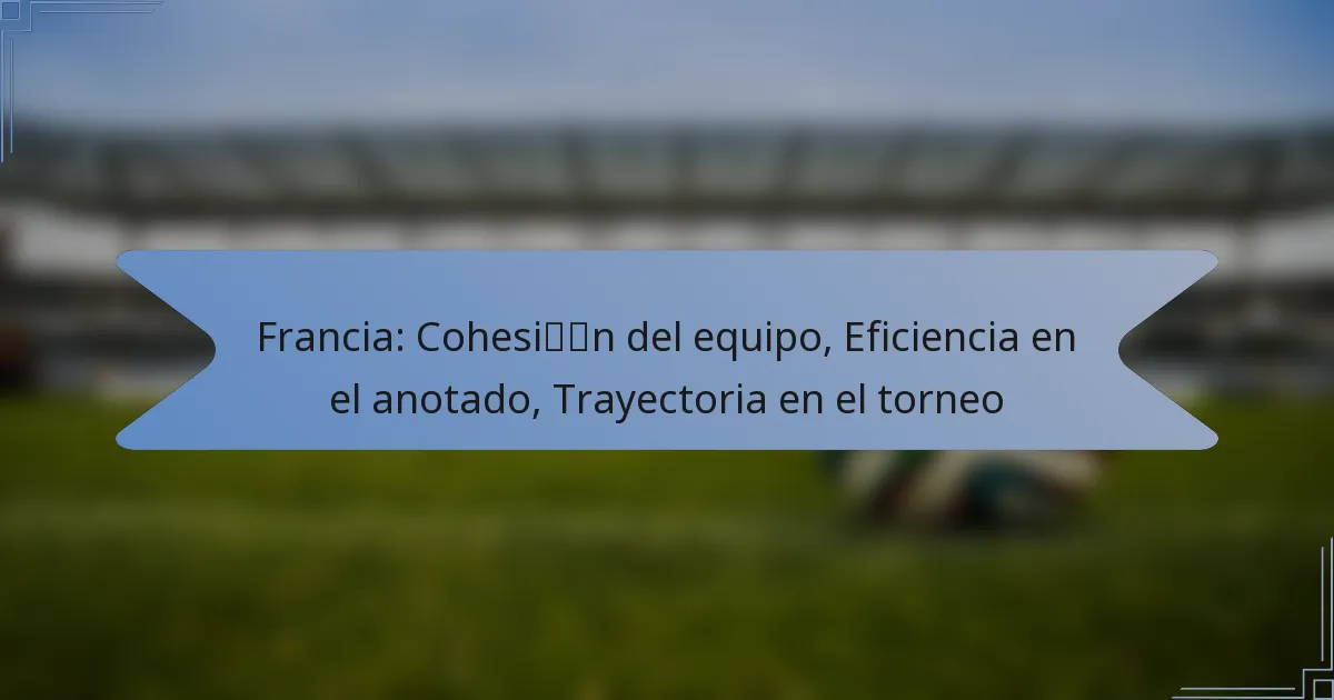 Francia: Cohesión del equipo, Eficiencia en el anotado, Trayectoria en el torneo